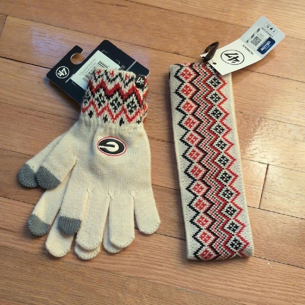 '47 Georgia Women's Cream and Red Gloves & Headband Set